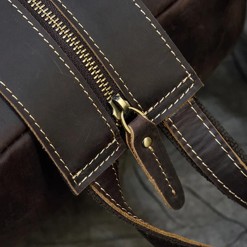 Mochila Masculina de Couro Legítimo Vintage 9