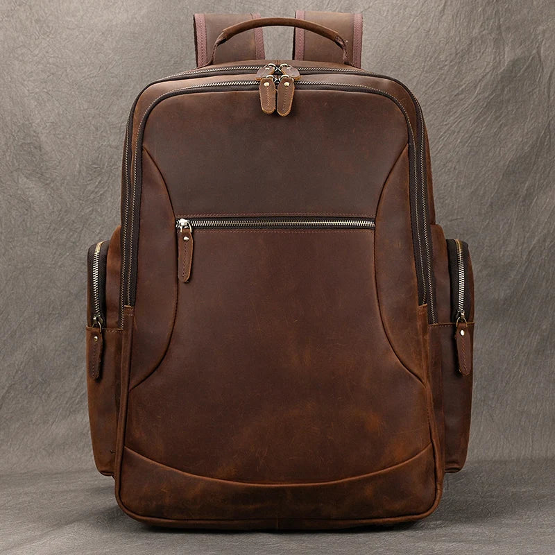 Mochila Masculina de Couro Luxo Notebook 17” 14