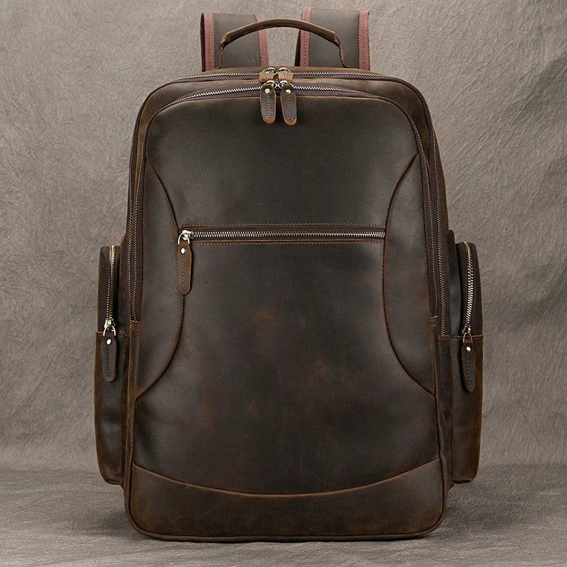 Mochila Masculina de Couro Luxo Notebook 17” 3