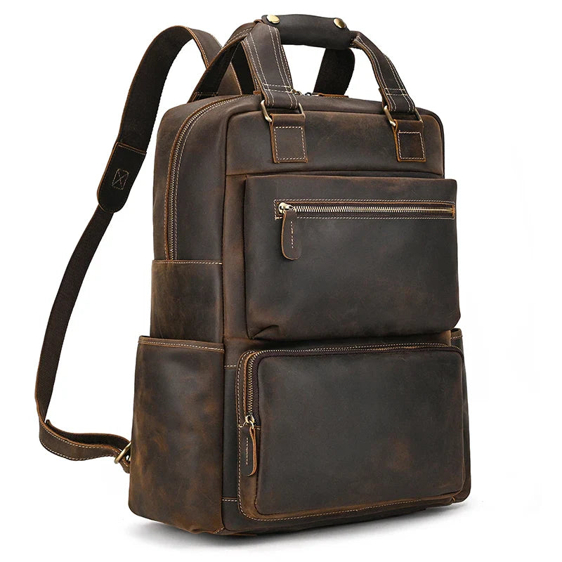 Mochila Masculina de Couro Notebook 15.6 Packer