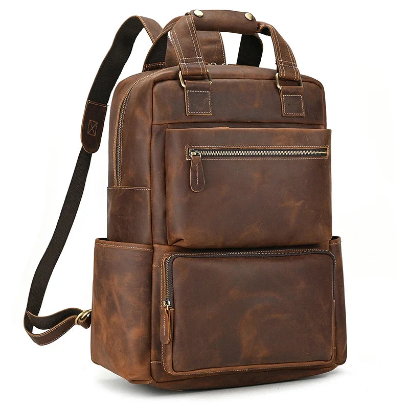 Mochila Masculina de Couro Notebook 15.6 Packer 8