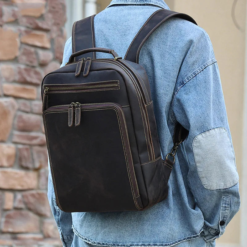 Mochila Masculina de Couro Notebook 15.6 Stone 2