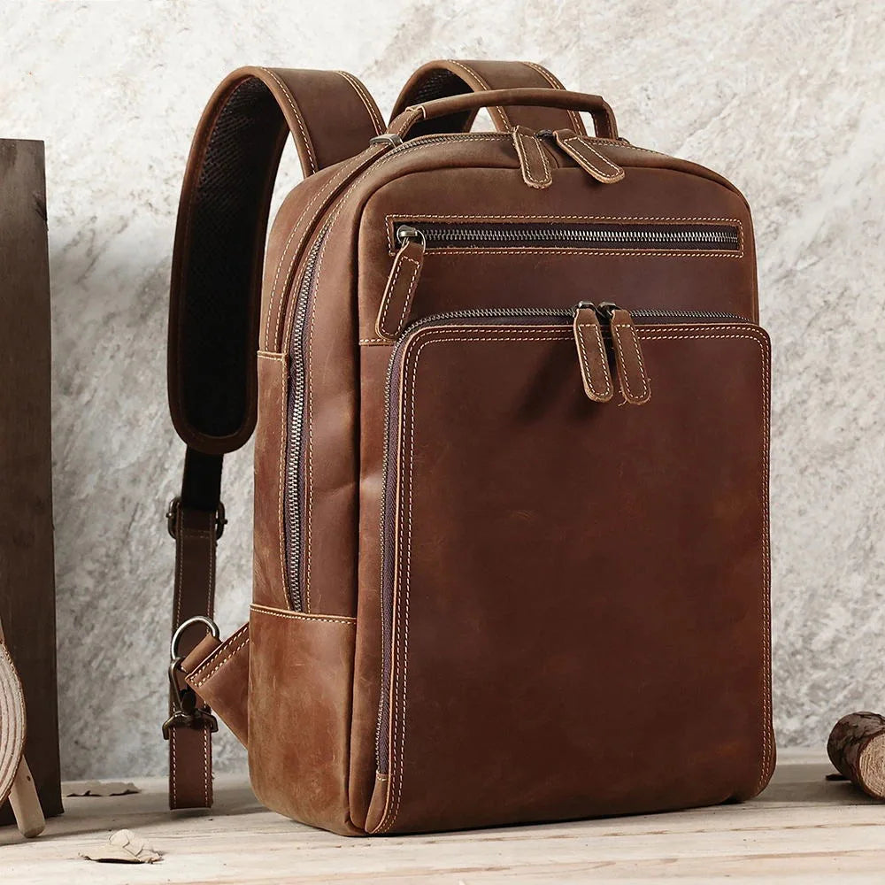 Mochila Masculina de Couro Notebook 15.6 Stone 7