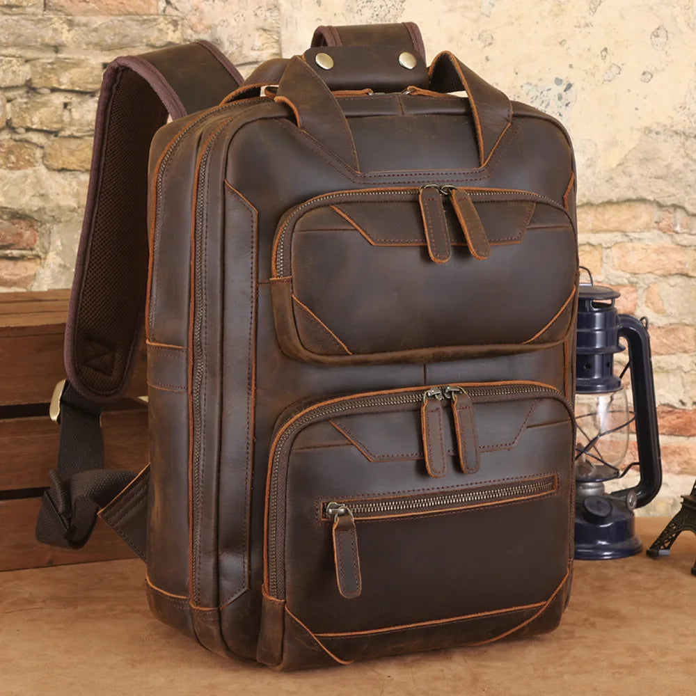 Mochila Masculina de Couro Notebook 16 3