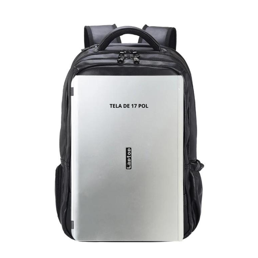 Mochila Masculina de Couro Notebook 17" Lyon 7