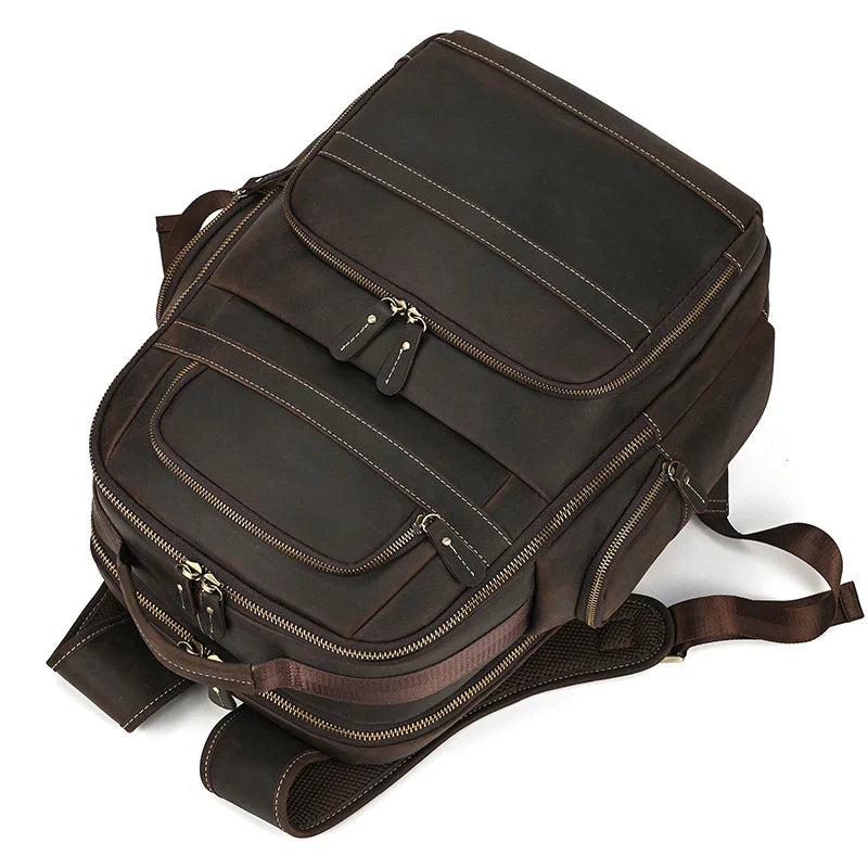 Mochila Masculina de Couro Notebook 17 com USB 4