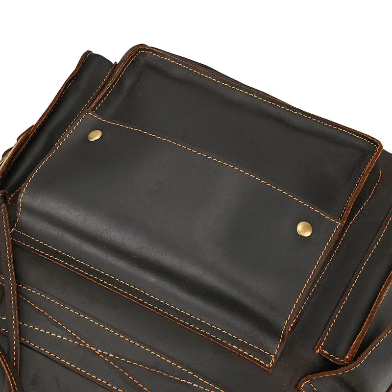 Mochila Masculina de Couro Notebook 17" luxo 10