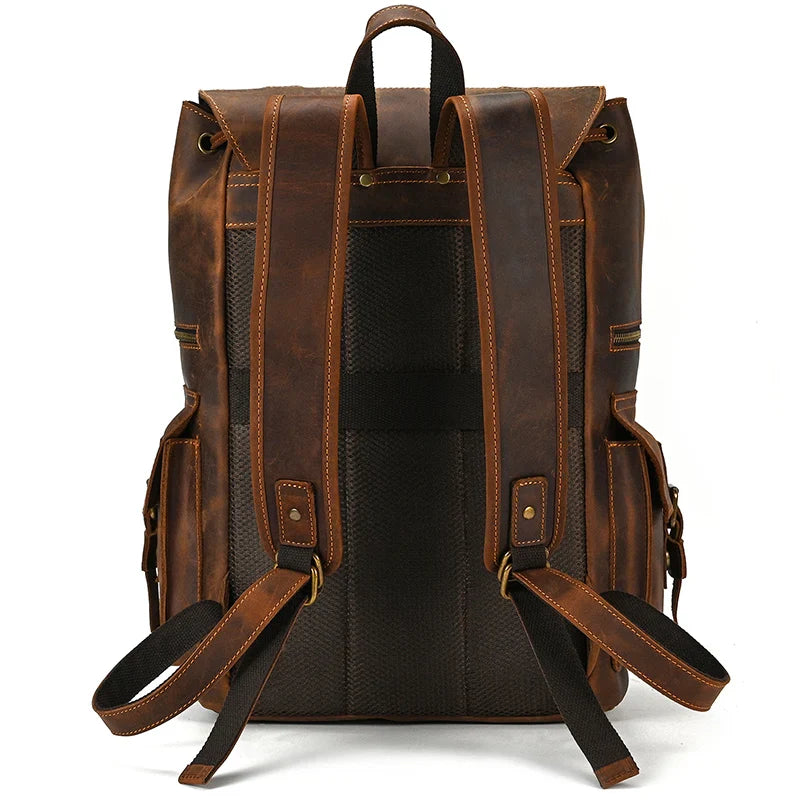 Mochila Masculina de Couro Notebook 17" luxo 11