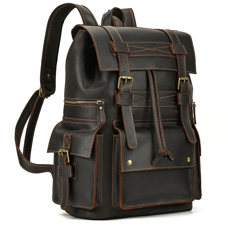 Mochila Masculina de Couro Notebook 17" luxo 2