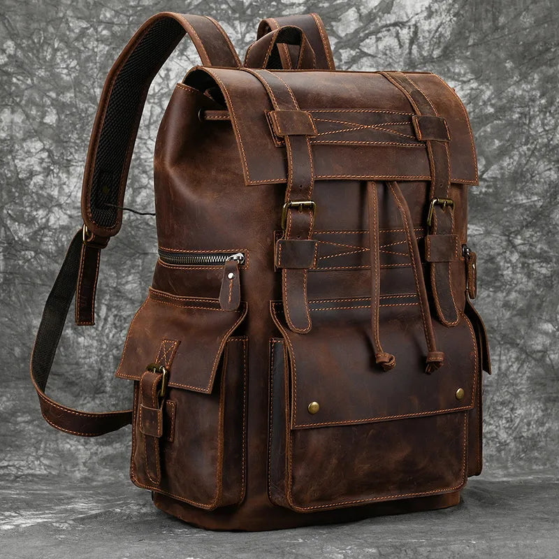 Mochila Masculina de Couro Notebook 17" luxo 3