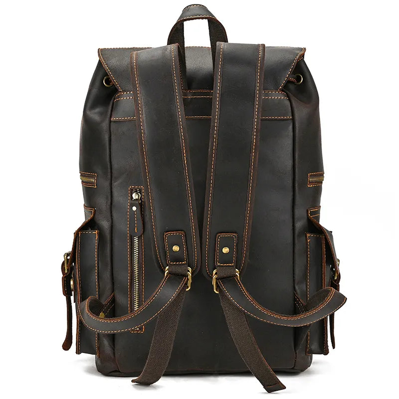 Mochila Masculina de Couro Notebook 17" luxo 5