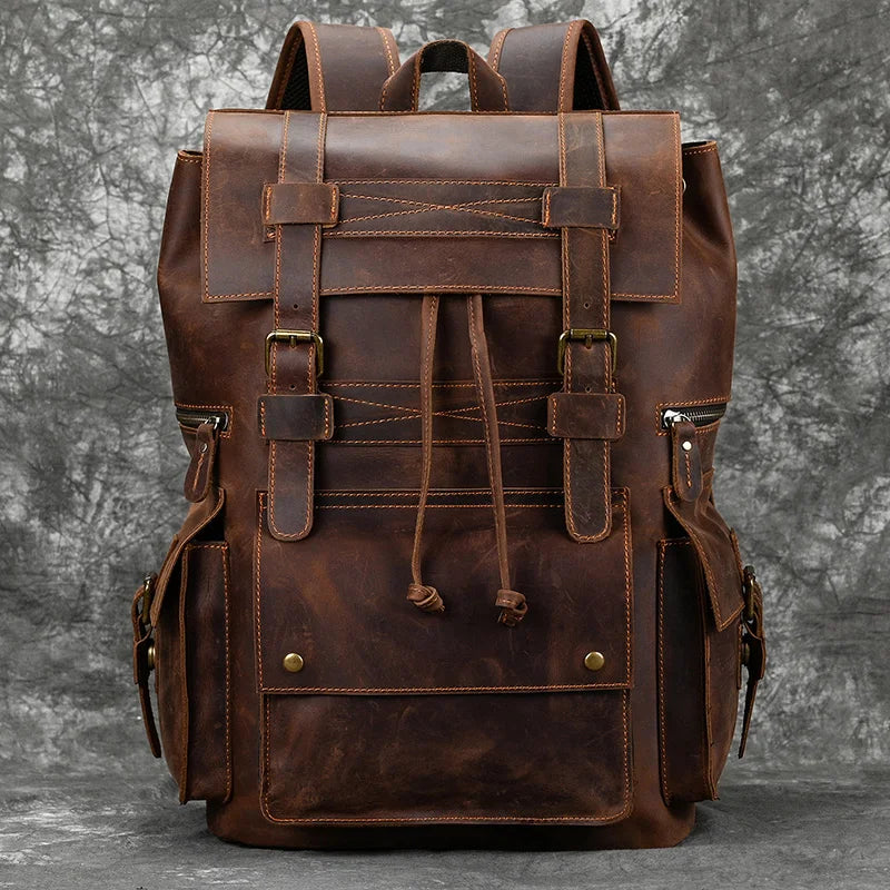 Mochila Masculina de Couro Notebook 17" luxo 6