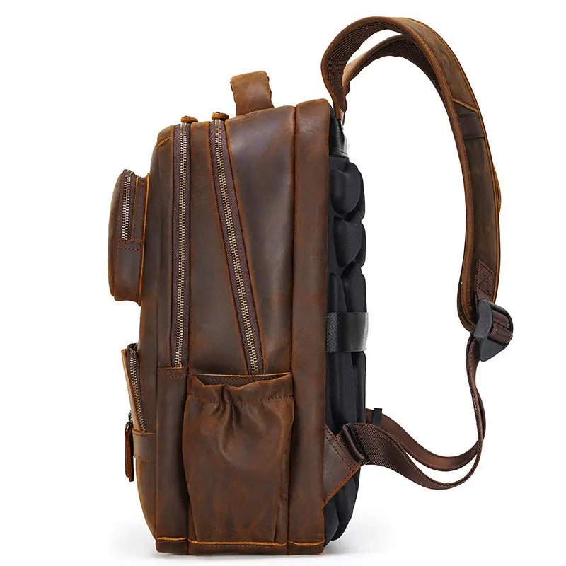 Mochila Masculina de Couro Notebook com USB Wolf 8