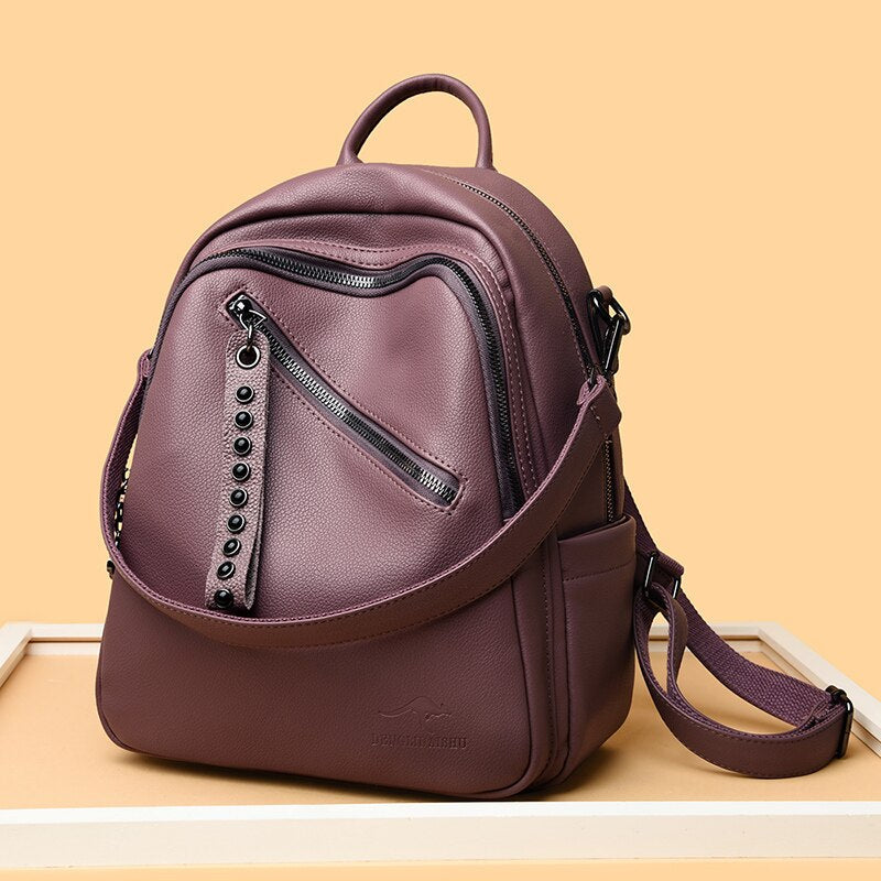 Mochila de Couro Feminina Luxo Lady 5