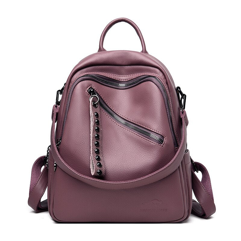 Mochila de Couro Feminina Luxo Lady 6