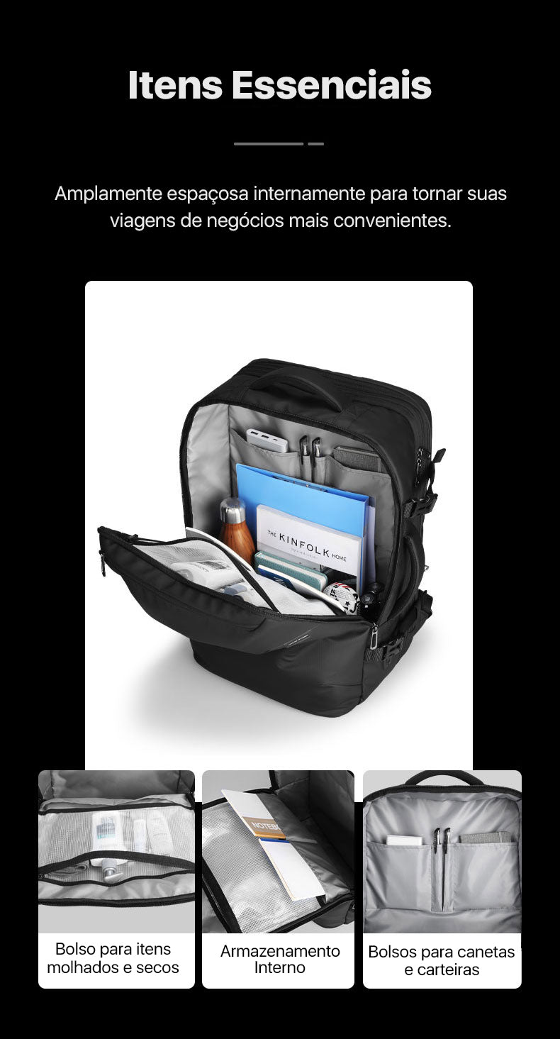 Mochila de Viagem e Negócios Notebook 17.3" Porta USB Dupla