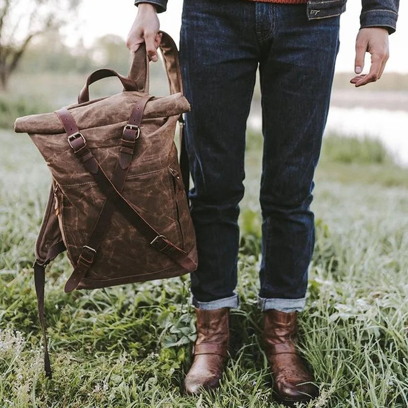 Mochila Masculina de Lona Rústica