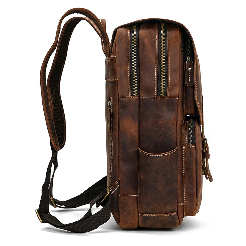 Mochila de Couro Genuíno Notebook 15.6 Bagger