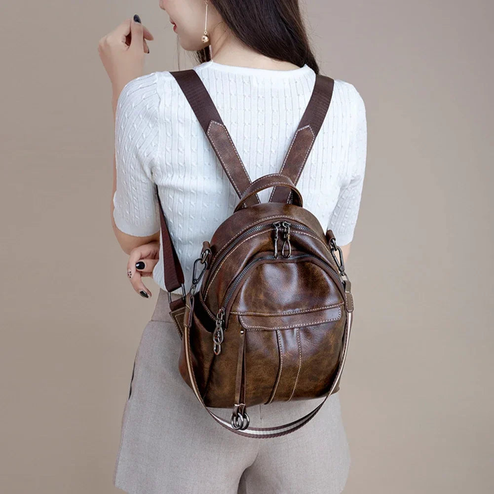 Mochila Feminina de Couro Legítimo Lumis