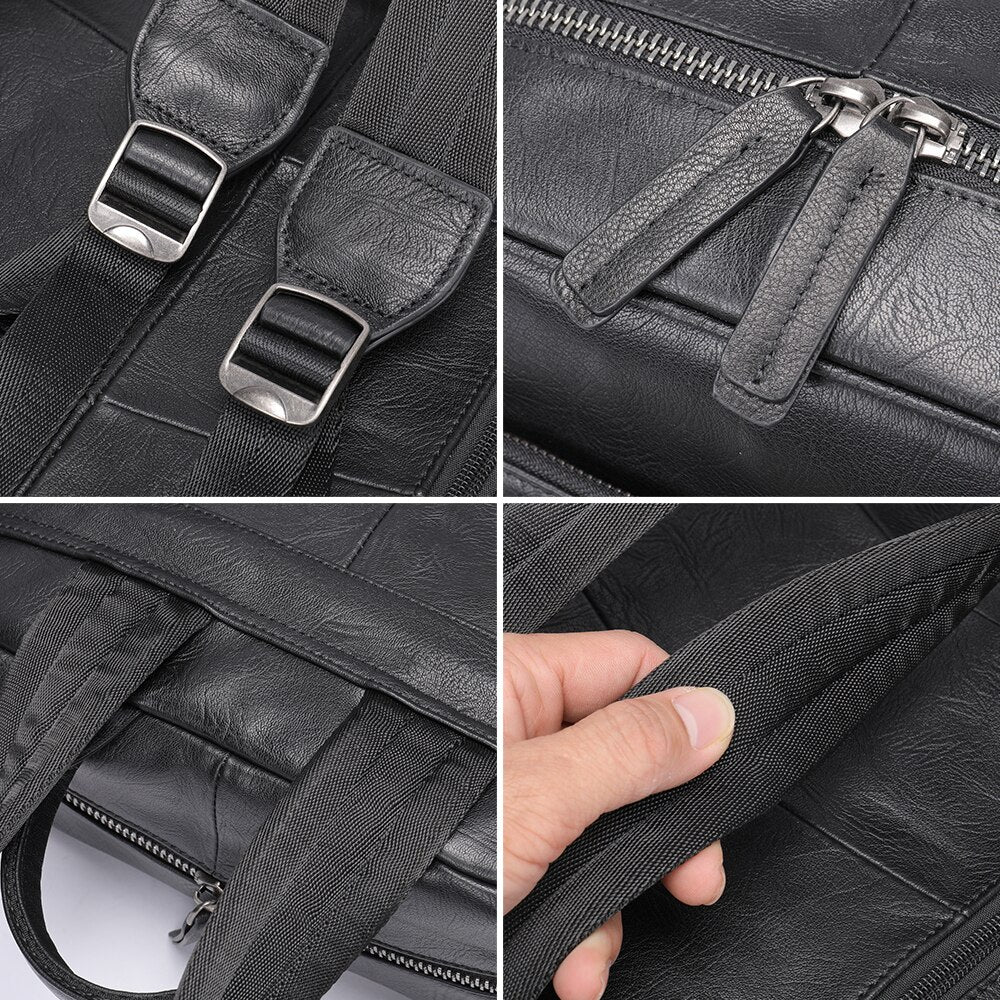 Mochila Masculina de Couro Genuíno Trek