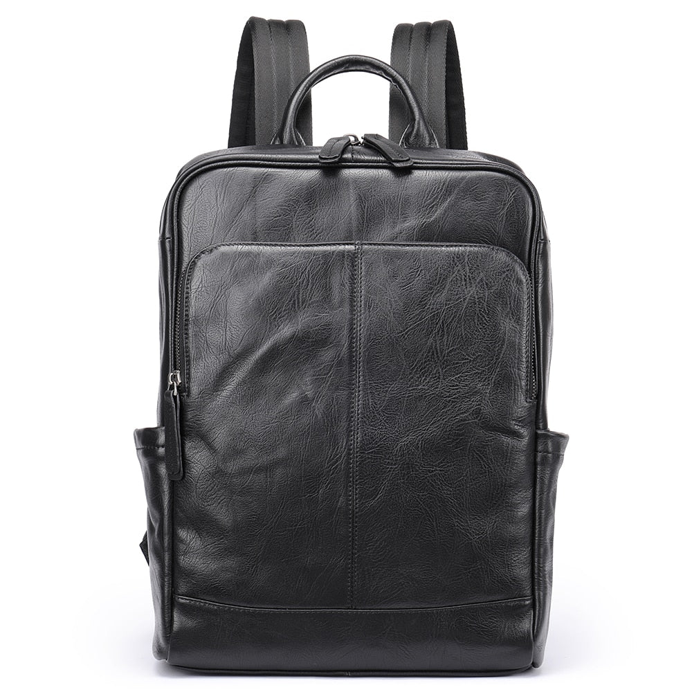 Mochila Masculina de Couro Genuíno Trek