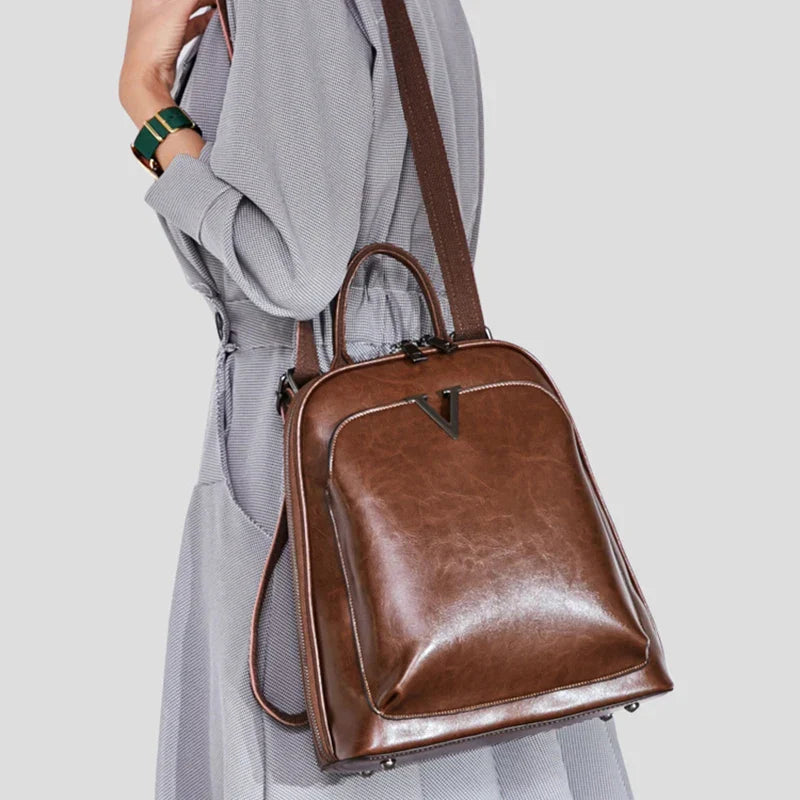 Mochila Feminina de Couro Legítimo Olivia