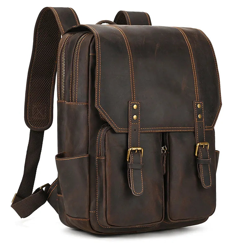 Mochila de Couro Genuíno Notebook 15.6 Bagger