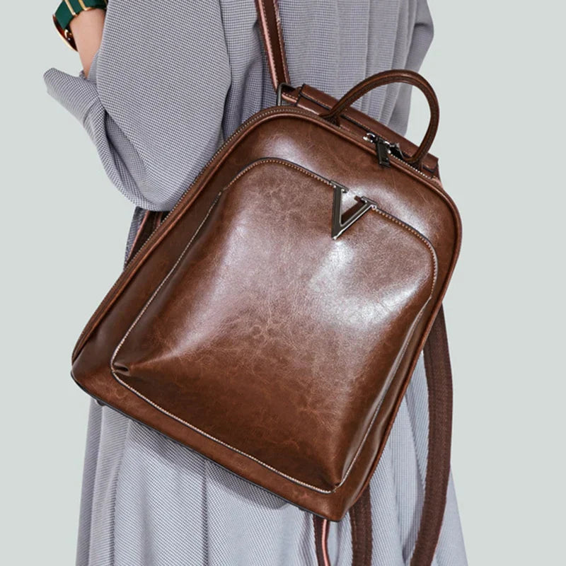Mochila Feminina de Couro Legítimo Olivia