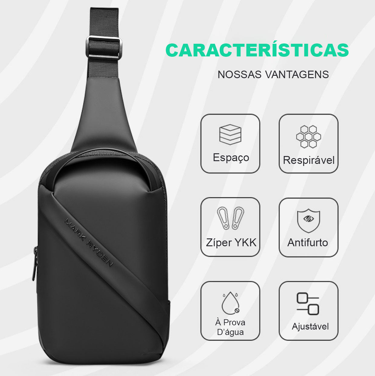 Shoulder Bag Masculina Antifurto À Prova D'água 10