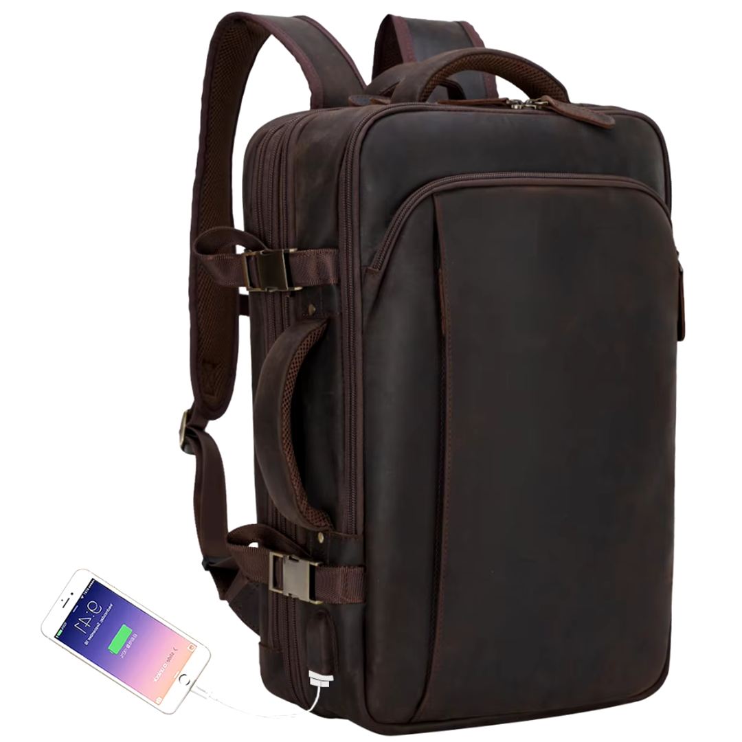 Mochila de Couro Legitimo para Notebook 17"