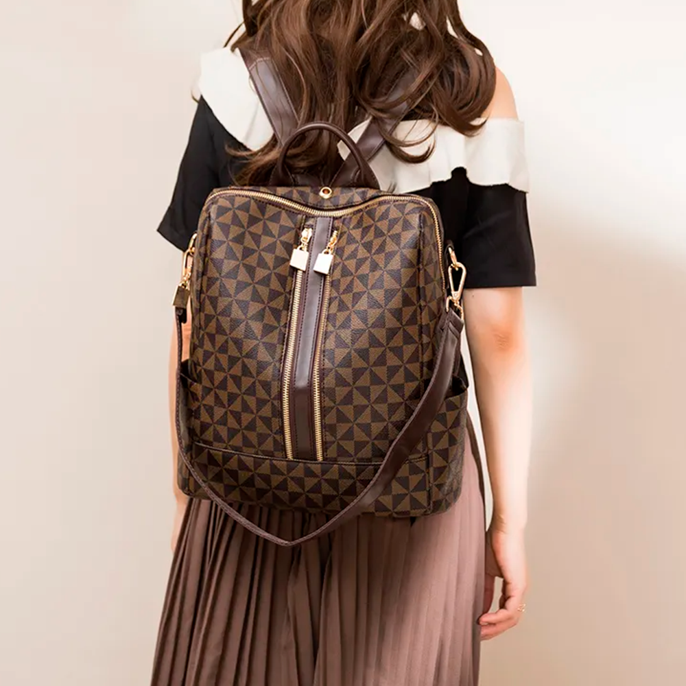 Mochila Feminina de Couro Elegance + Carteira