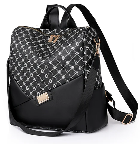 Mochila Feminina de Couro Xadrez