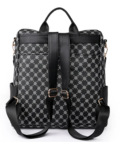 Mochila Feminina de Couro Xadrez