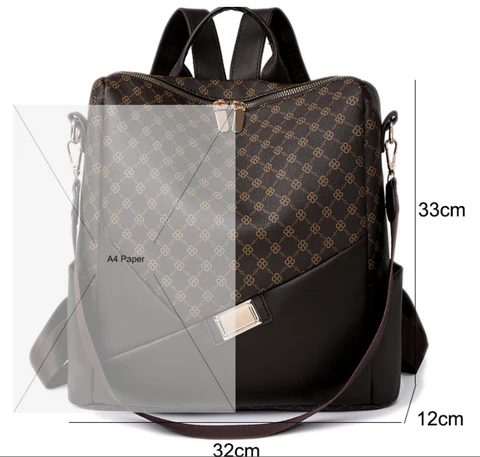 Mochila Feminina de Couro Xadrez