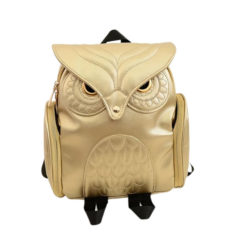 Mochila de Couro com Alça Ajustável - Coruja