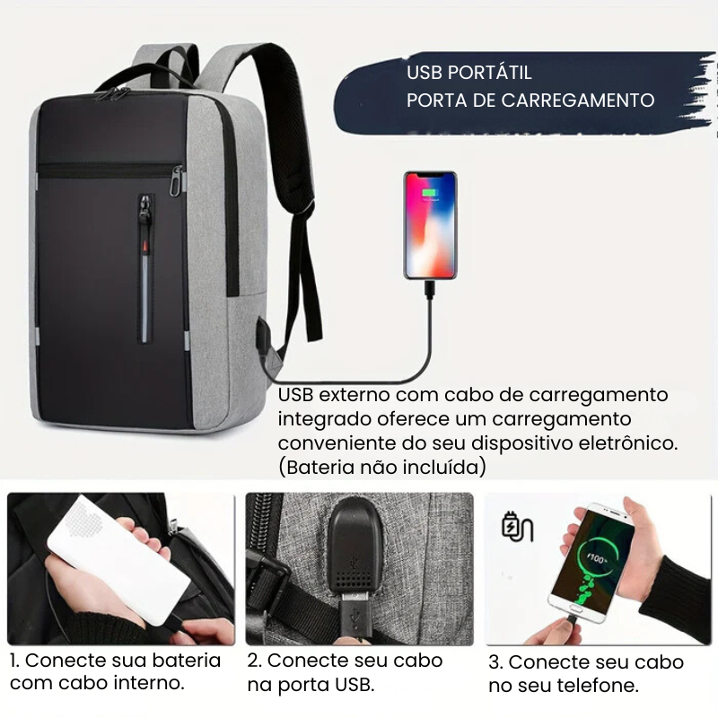 Mochila Executiva Notebook Case com Porta USB