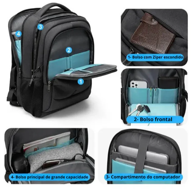 Mochila Executiva Notebook 17'' Bag Porta USB