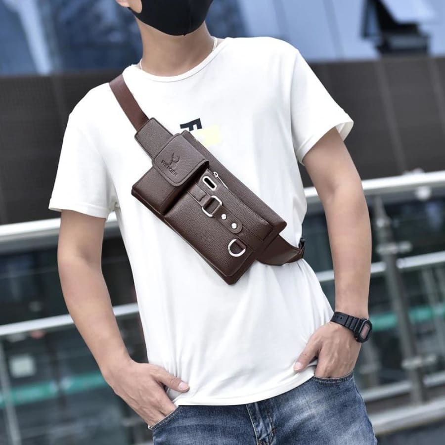 Bag Masculina Transversal de Couro Legítimo