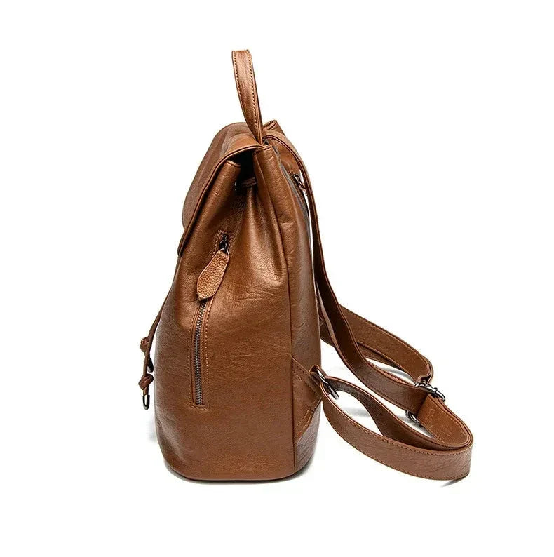 Mochila Feminina de Couro Anti-Furto Lauren