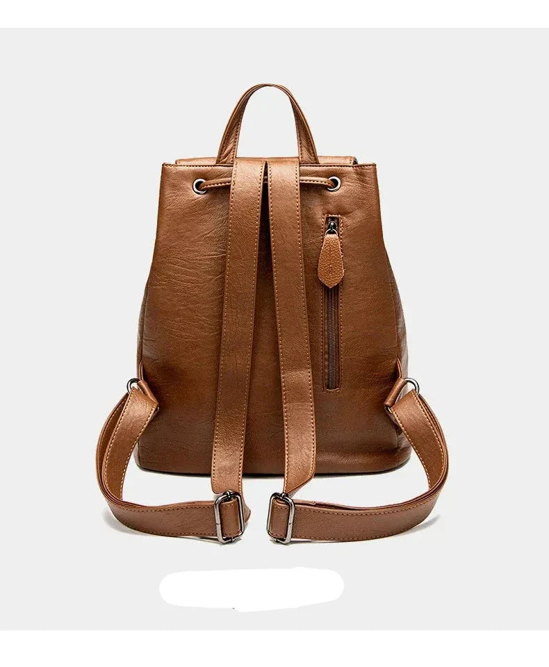 Mochila Feminina de Couro Anti-Furto Lauren