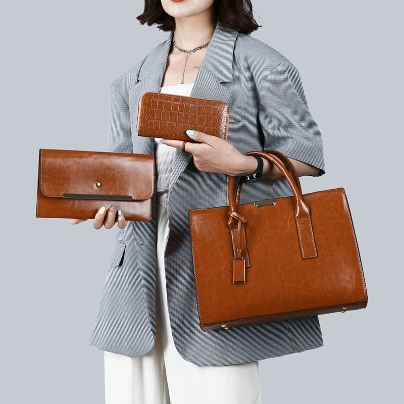 Bolsa Feminina de Couro + 2 Carteira Premium Bags 3