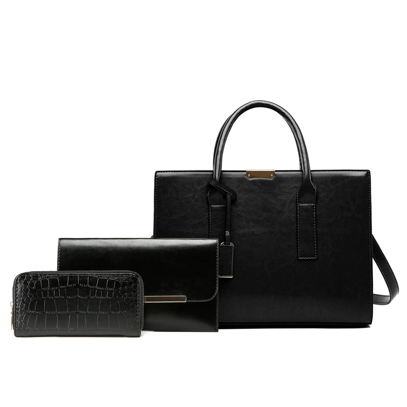 Bolsa Feminina de Couro + 2 Carteira Premium Bags 4