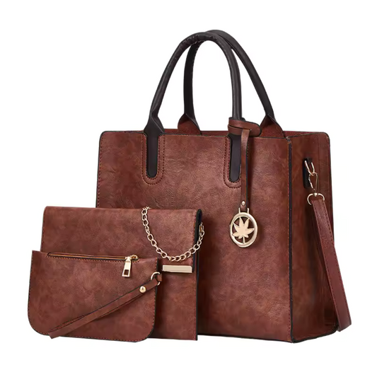 Bolsa Feminina de Couro Harper + 2 Carteiras de Brinde