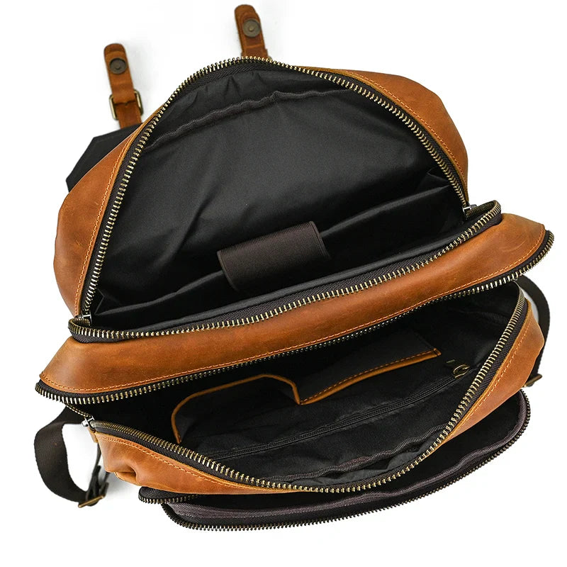 Mochila de Couro Genuíno Notebook 15.6 Bagger