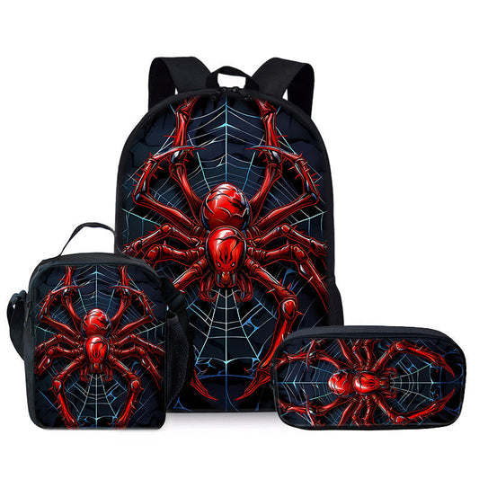 Kit Escolar Design Teia de Aranha - Mochila, Lancheira e Estojo