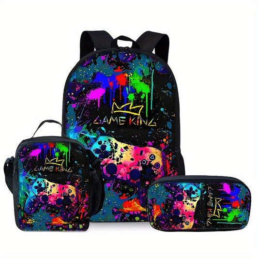 Kit Escolar Game King - Mochila, Lancheira e Estojo