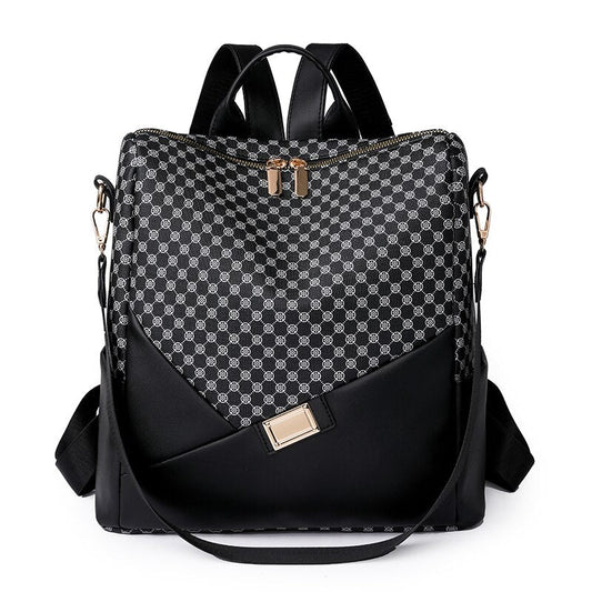 Mochila Feminina de Couro Xadrez