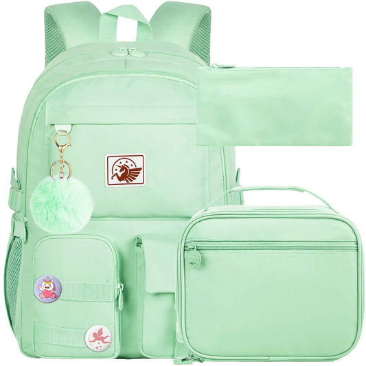 Mochila Escolar Feminina Anti-Furto com Chaveiro