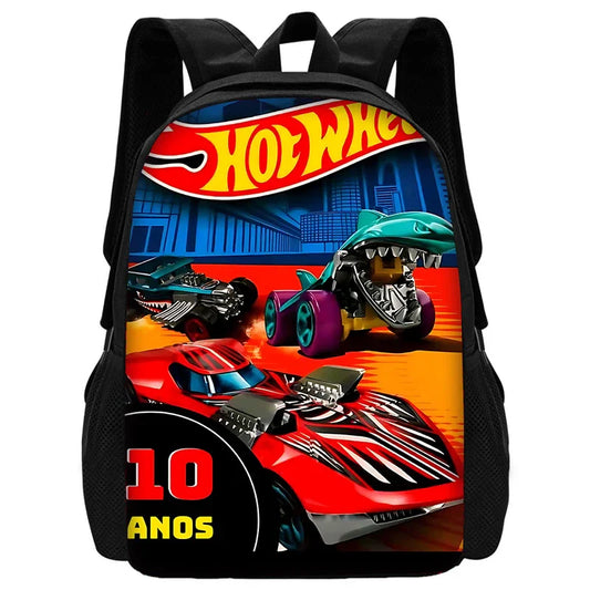 Mochila Escolar Masculina Carrinho de Corrida Desenho