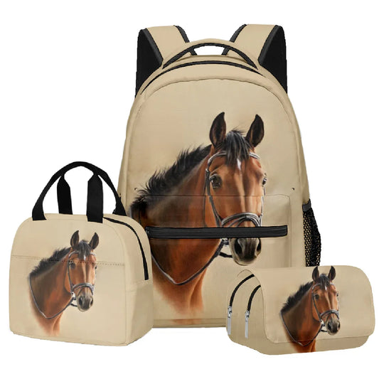Mochila Escolar Unissex Estampa Cavalo